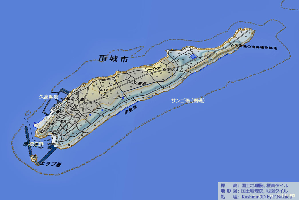 日本の地形千景 沖縄県：琉球発祥の地とされる久高島は琉球石灰岩の島