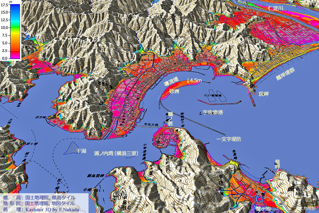 日本の地形千景 高知県：宇佐湾に予定通り現れた砂州