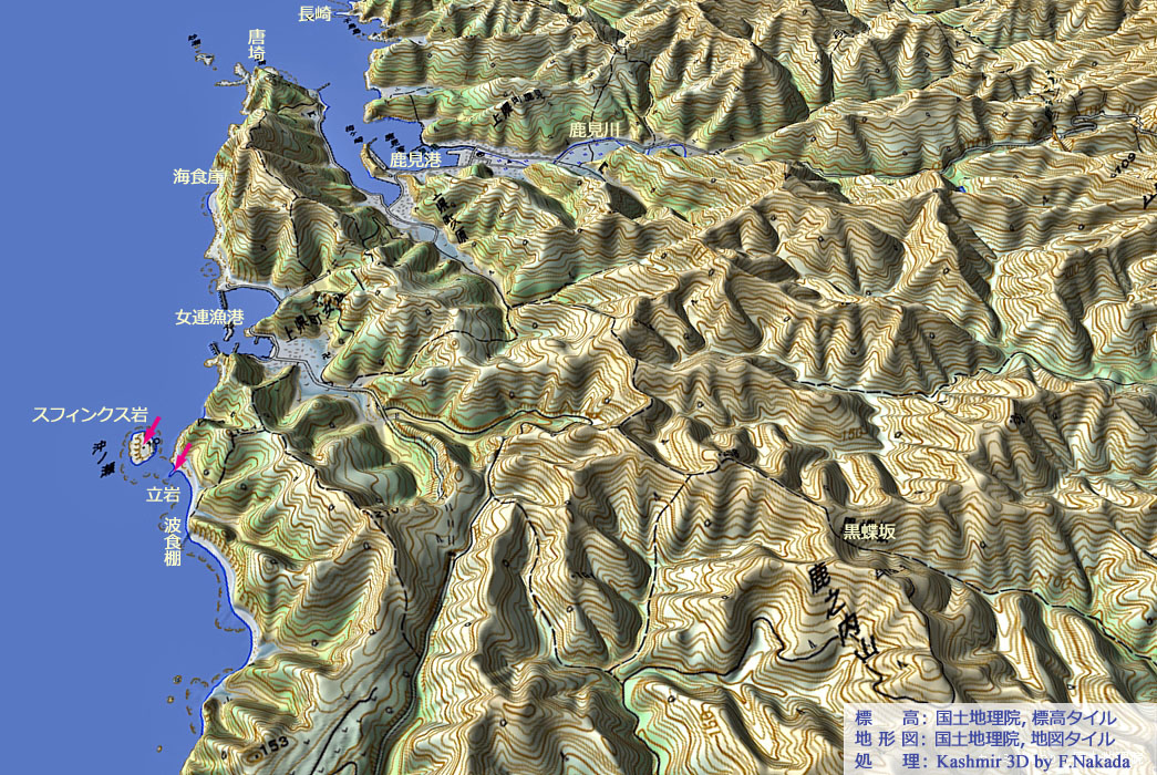 女連の奇岩［立岩，スフィンクス岩］：日本の奇岩百景プラス